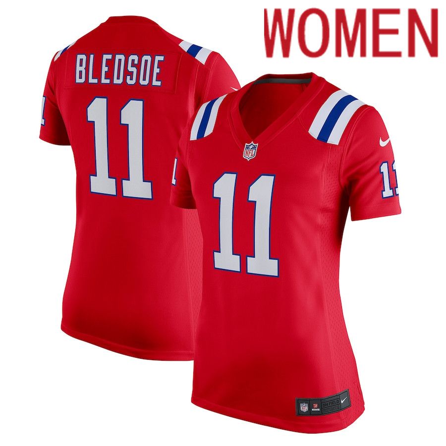 Cheap Women New England Patriots 11 Drew Bledsoe Nike Red Retired Game NFL Jersey